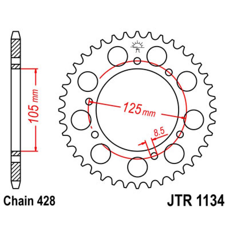 Купить Звездочка задняя JT Sprockets (шаг 428) JT JTR1134